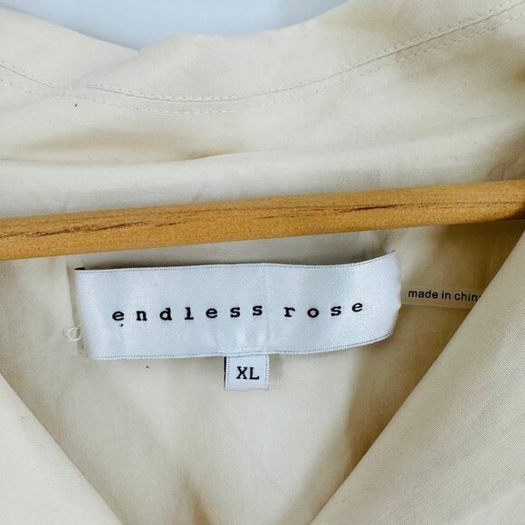 Anthropologie Endless Shirt Dress Cream Beige Button Front Size XL (No Belt) - Picture 3 of 9